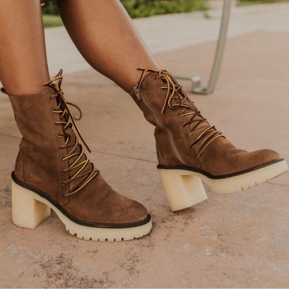 Free People Dylan Lace Up Boots Leather Platform 9.5 - Picture 2 of 11